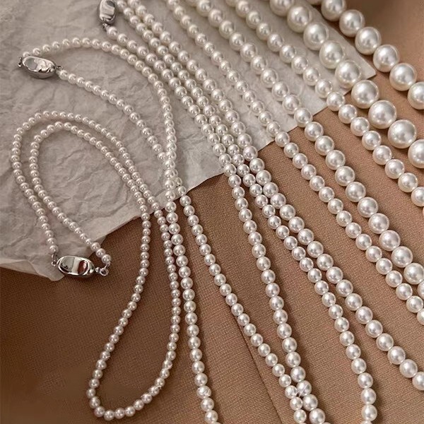 Ins Blogger's Vintage French-Style Round High-Gloss 650 Swarovski Pearl Necklace for Women, Fashionable, Classic, Versatile Choker