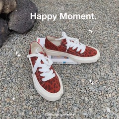 British-style Casual Canvas Shoes 2023 Summer New Arrival Streetwear Leopard Print Dual-Use Flat Shoes Trendy Lace-Up Women's Single-layer Shoes for Instagram