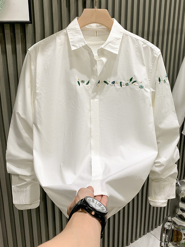 Cross-border fashion brand spring and autumn floral men's high-end minimalist light luxury men's long-sleeved cool stylish versatile shirt coat for women