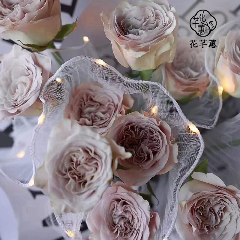 花店花束包装纱带灯围边纱led灯串浪花纱diy鲜花包装褶皱纱烘焙纱