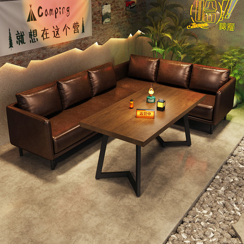 Campground-style bar, quiet bar, tea house, booth sofa, solid wood table and chairs, small tavern, barbecue, milk tea shop, coffee shop, sofa