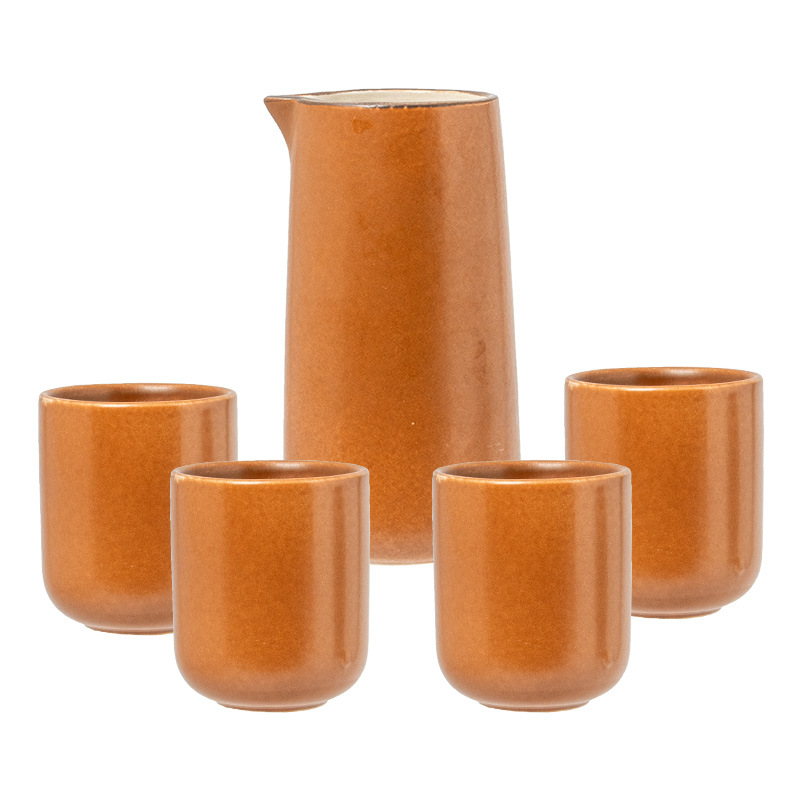 Kit de cerámica estilo japonés y viento una olla de cuatro tazas de vino tinto dispensador de vino doméstico jar de vino blanco tazas de vino claras