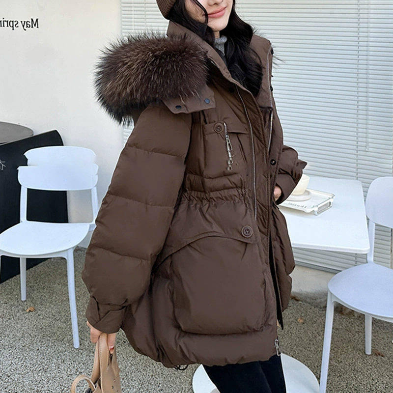 Пуховик Женская женская зимняя теплая куртка Короткий женский утка Pinghu Advanced Чувство Новый HD Оптовая