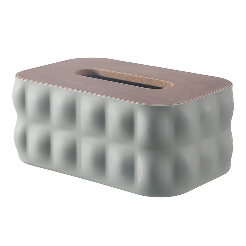Caja de toallas de aire crema simple caja de almacenamiento de escritorio con cubierta de madera caja de extracción de papel creativa caja de extracción de papel de lujo ligera sala de estar doméstica