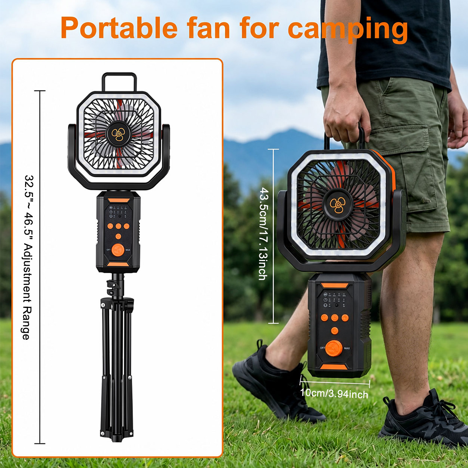 Ventilador de Camping con Vaporizador USB Recargable y Oscilante para Exteriores
