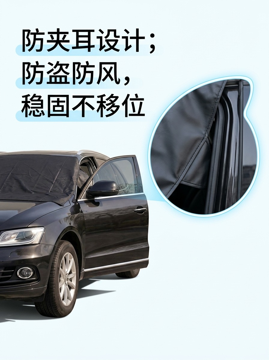 600D Oxford cloth car snow cover, anti-frost and anti-snow shield, front windshield sunshade, anti-freeze magnetic snow shield