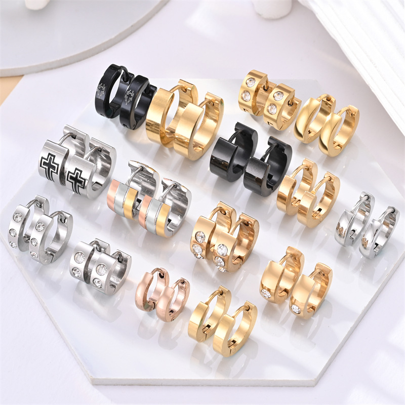 4g Weight 304 Stainless Steel Ear Needle Material Zircon Inlay Material Earrings Classification 1 Pair Quantity Daily Occasion 304 Stainless Steel Material Geometric Pattern All Seasons Season Unisex Gender Plating, Inlay Design Simple Style Style 1 Pair Simple Style Geometric Plating Inlay 304 Stainless Steel Zircon Earrings 无