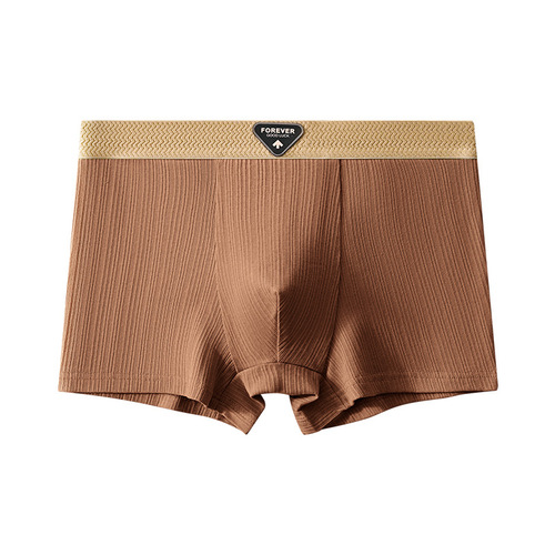 Men's 100% Cotton Plain Angle Inhibitory Breathable Comfort Trend Solid Color Mid-rise Four-sided Shorts with Ribbing