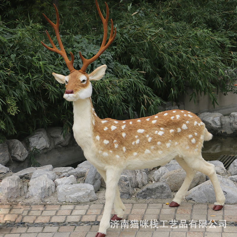 厂家直销皮毛工艺品一比一仿真鹿田园摆件装饰品动物模型家居饰品|ms