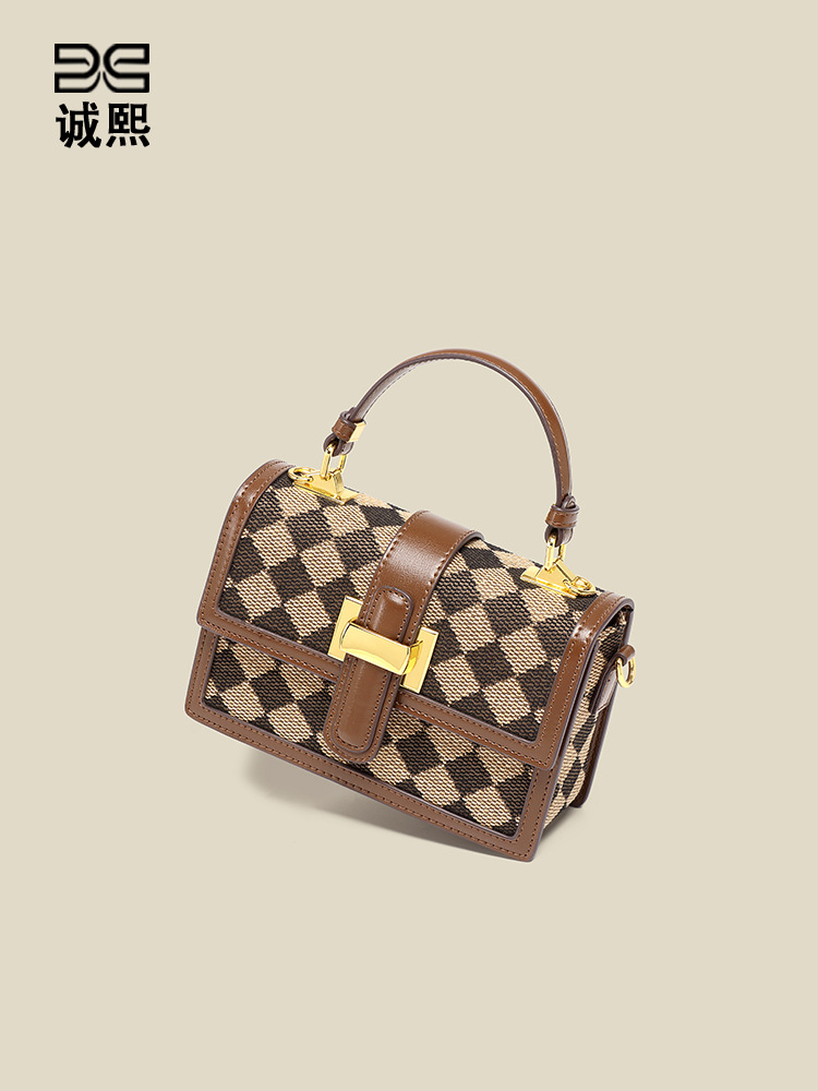 Bolso de mano retro con estilo occidental, Caja del Tesoro de la Luz de la Luna, textura de rombos y leopardo, algodón y lino, bolso de hombro para mujer, bandolera casual de moda