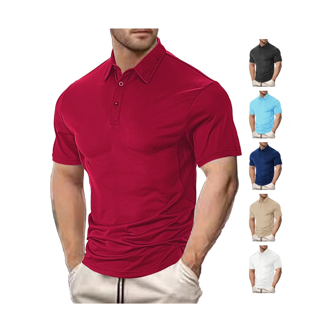 Europa y América Amazon temu comercio exterior camiseta de manga corta para hombre moda de verano casual solapa suelta polo de algodón perlado