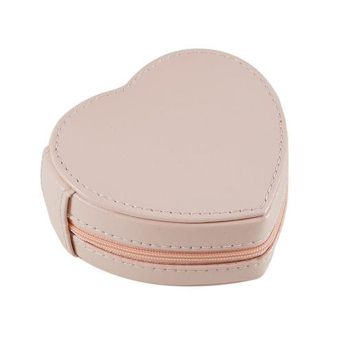 Factory direct supply PU leather small heart-shaped jewelry box portable earring and stud organizer wholesale