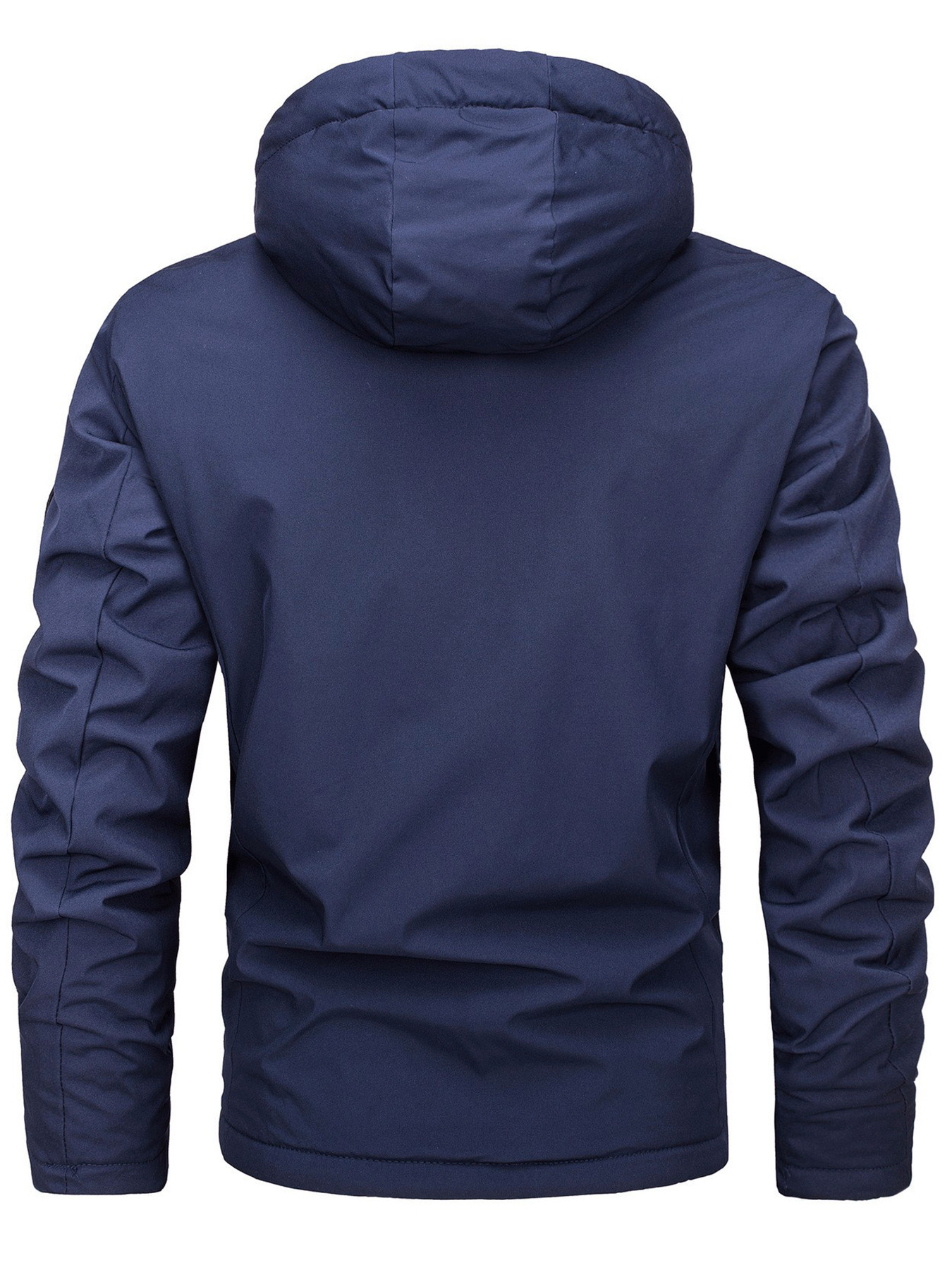 Giacca a vento casual da uomo in stile americano con cappuccio, foderata in pile, taglia grande, invernale 2024_voghion.com