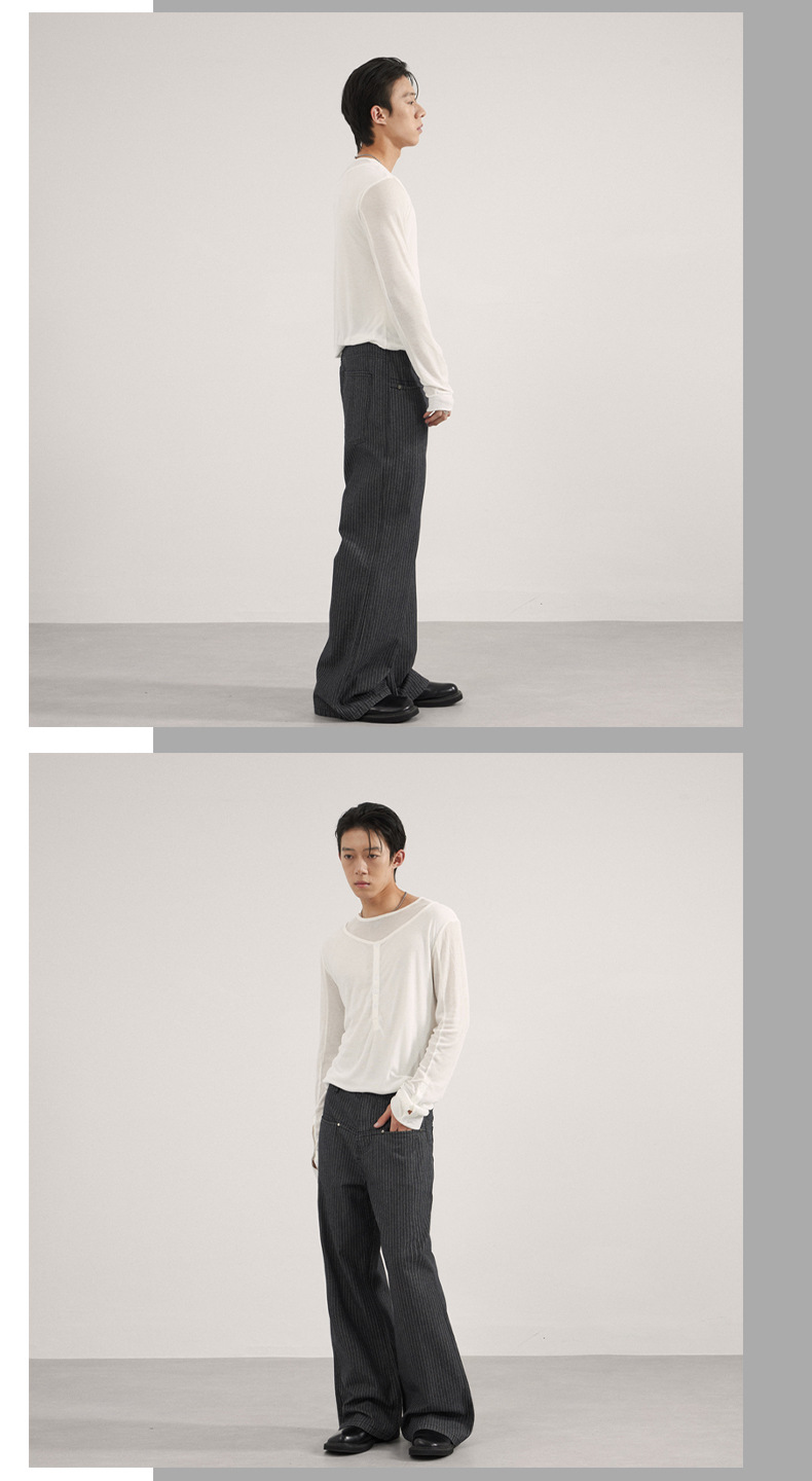 Cleanfit Striped Flared Jeans Slimming Bootcut Denim Pants for Women And Men Retro Stretch Waist Type Fit Slim Length_viptrois.com