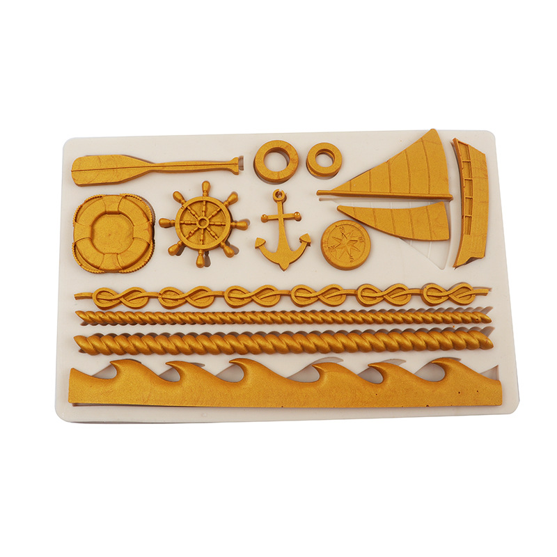 Océano viento onda velero chocolate molde de silicona ancla brújula fondant pastel molde diy epoxi