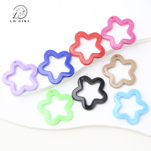 Acrylic Real Color/Transparent Hollow Five-pointed Star Pendant Pendant DIY Handmade Jewelry Accessories Keychain Bag Hanging