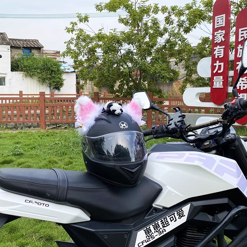 Motorcycle Helmet Decoration Detachable Plush Pink Cat Ears