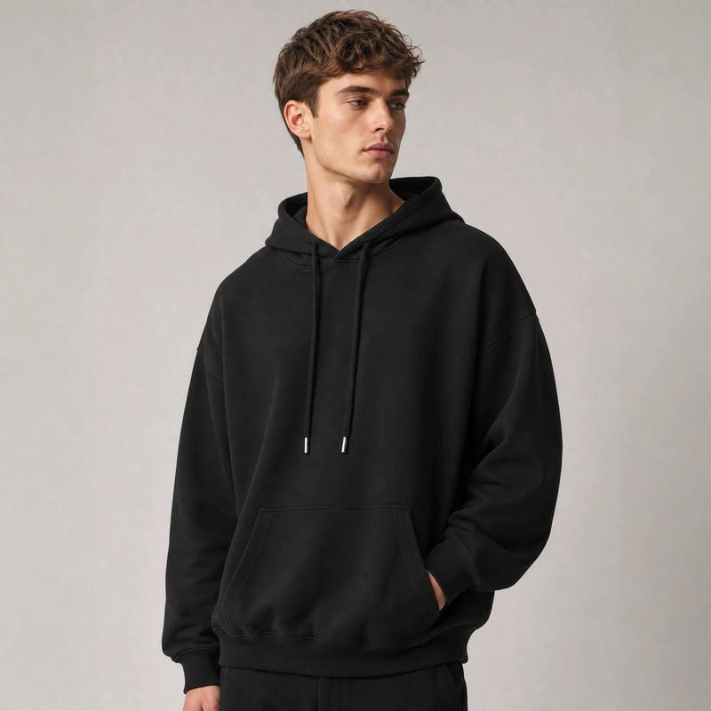 Autumn and winter new American style personalized trendy fashionable simple solid color loose versatile stylish hooded sweatshirt