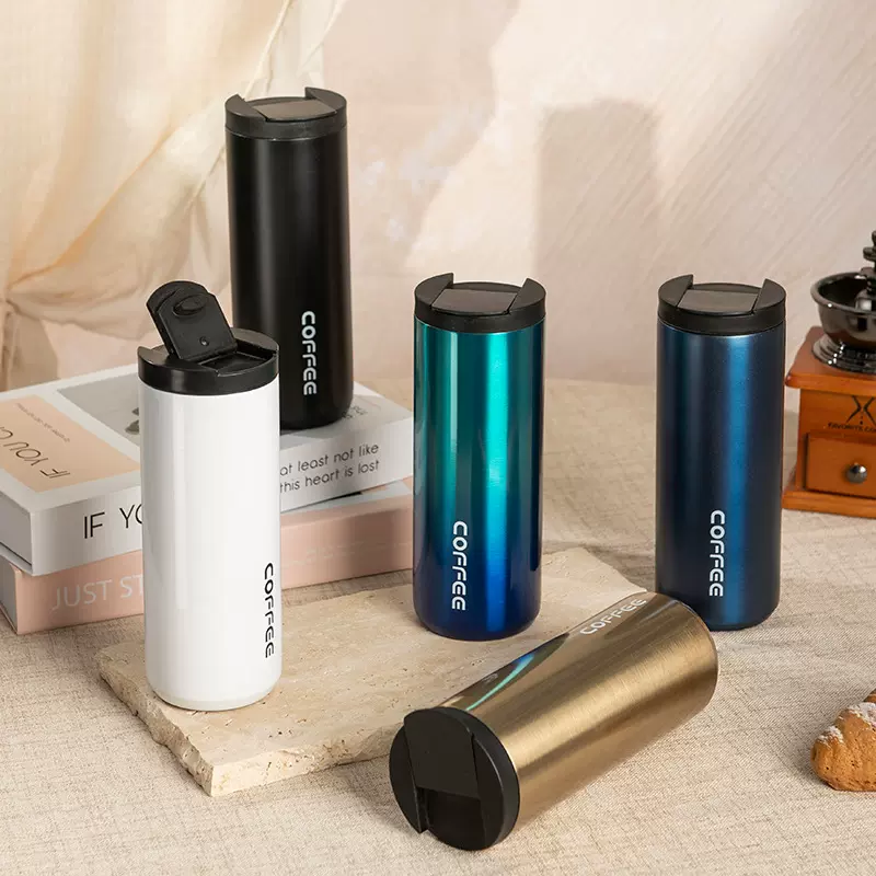 潮酷渐变色不锈钢保温杯 商务便捷随行杯办公车载水杯礼品杯批发