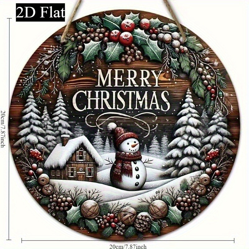 現物クリスマス装飾品ペンダント木製看板シリーズサンタクロース雪だるまヘラジカ円形標識表札|undefined