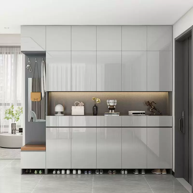 入户门口鞋柜家用现代简约加高进门鞋柜一体靠墙收纳柜客厅玄关柜