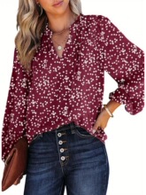 P 24486 Polka Dot Ruched Shirt ����ӡ�����޳���ŷ���羳
