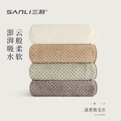 三利タオルパイナップルの卸売りの格子のサンゴの絨毯の男女の顔を洗って吸水します。