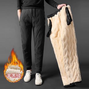 Men's cotton pants warm pants lambswool plus size home warm velvet thick cotton pants men's warm pants one-piece velvet