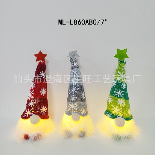 Personalizado Navidad sin rostro muñeca de punto sombrero luminoso bosque viejo adorno lindo Rudolph adorno