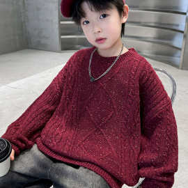 巴拉巴拉冬季中大男童毛衣冬装童装儿童男孩纯色圆领套头潮百搭针