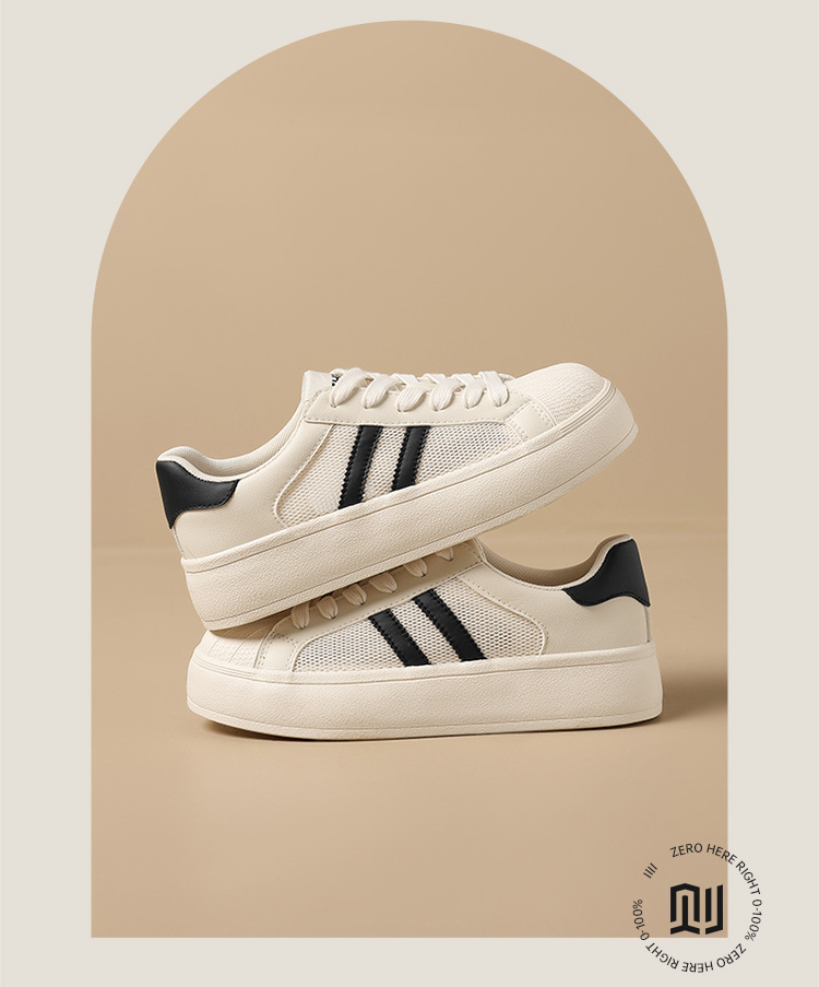 Giày sneaker nữ đế dày mũi vỏ sò, mặt lưới thoáng khí phong cách thể thao — KS120E màu đen chi tiết 3