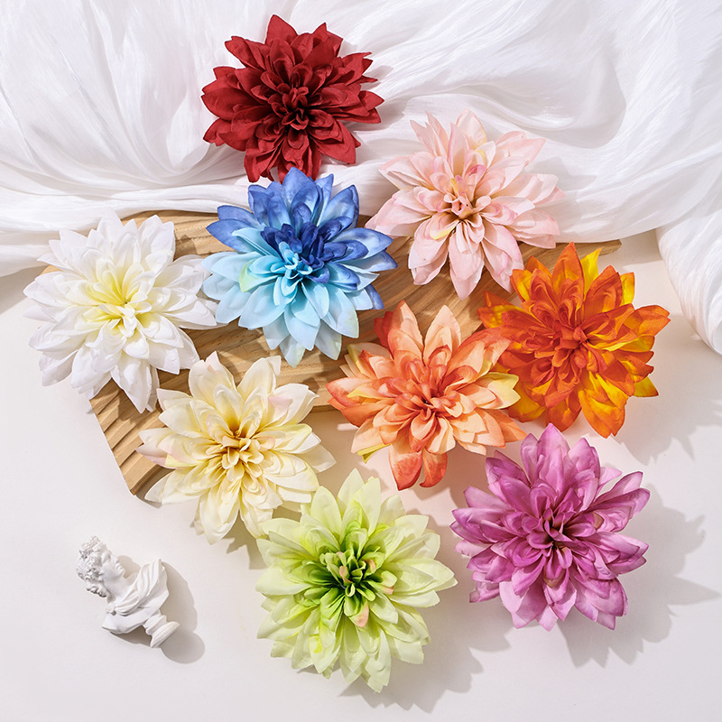 Simulated Dahlia Head Antique DIY Material Fake Flower Accessories Wedding Decoration Scene Layout Headdress Decoration Flower Wholesale