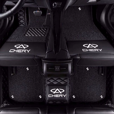 Modelə uyğun ayaqaltı — coverage car floor mats - tiggo-3x-with-car-logo-double-layer-blackblack