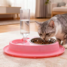 猫碗水粮一体猫盆二合一喂食盆猫咪喝水碗宠物食具猫粮碗防打翻
