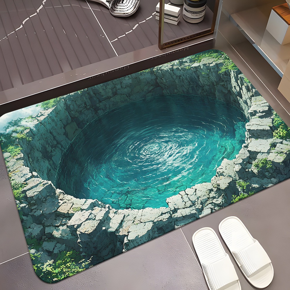 3D Visual Ocean Diatomaceous Earth Water Absorbent Bathroom Quick-Drying Dirt-Resistant Foot Mat Cross-Border Wholesale_voghion.com