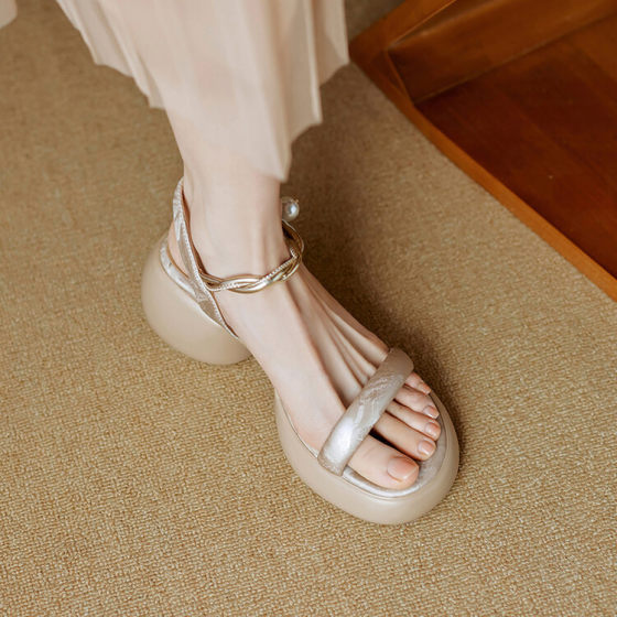 Small Minimalist Thick Heel Sandals Women's 2024 Summer New Style Open Toe High Heel Roman Shoes