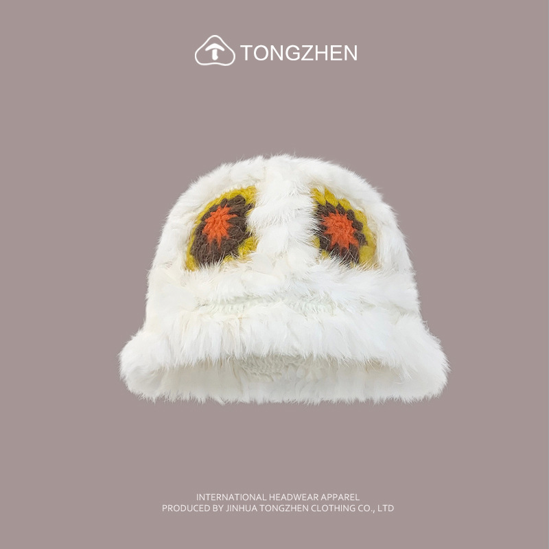 China-Chic Kaninchenhaar Löwe Erwachen Niedlicher Plüsch-Tigerkopf für Kinder, chinesische gestrickte Fischermütze im Winter_voghion.com