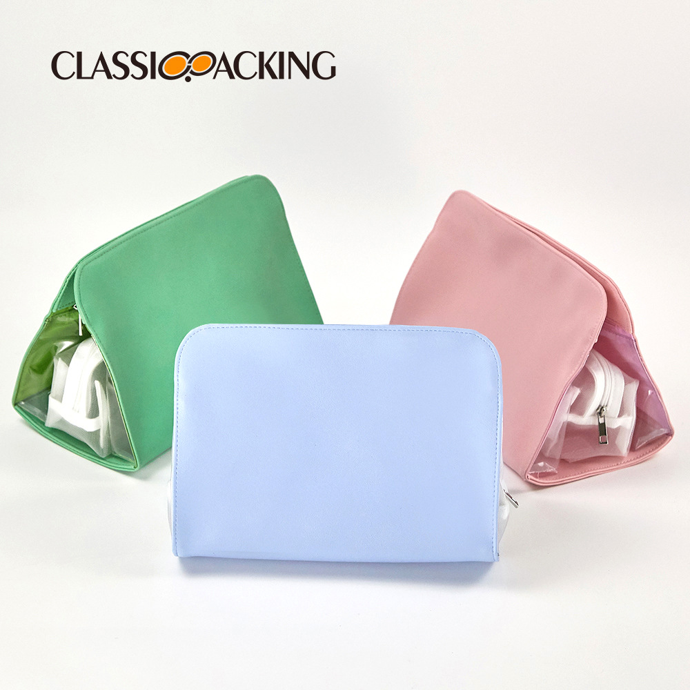 Bolsa de lavado de color sólido simple bolsa de almacenamiento de cosméticos de gran capacidad bolsa de cosméticos plegable multifuncional con logotipo impreso