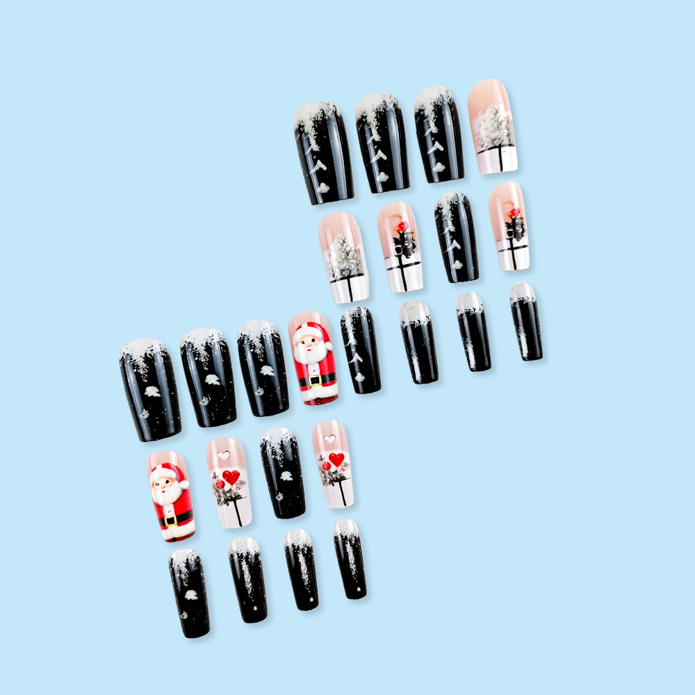 Navidad en relieve de venta transfronteriza de uñas, amor, atmósfera de vacaciones de copo de nieve, 24 piezas de parche de uñas terminado image 5
