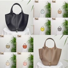 （源头工厂）批发外贸TOGO头层牛皮18CM中号菜篮子手提包水桶女包