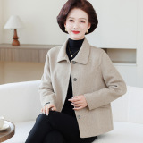 中年女装秋冬新款中老年休闲呢子上衣时尚妈妈装洋气高贵短款外套，女装毛呢外套，妃慕昵服饰