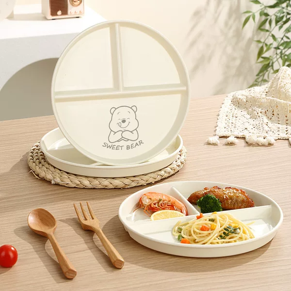 Three-compartment Dinner Plate Commercial School Factory Staff Canteen Breakfast Fast Food Special Dietary Plate Plastic Children's Dietary Plate