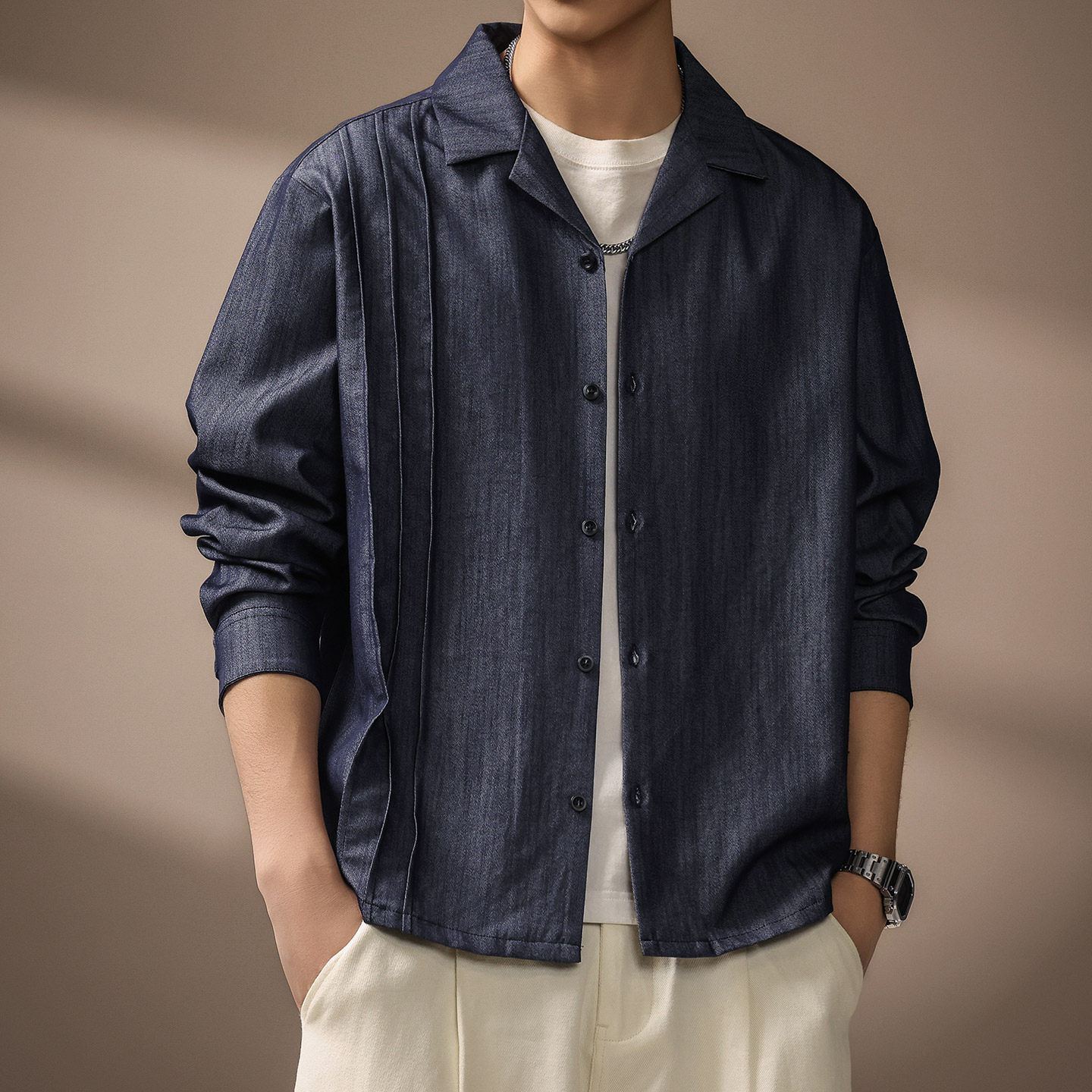 High-end American Retro-style Cuban Collar Long-sleeve For Men, 2026 Spring And Autumn New Model, Loose Fit,_voghion.com