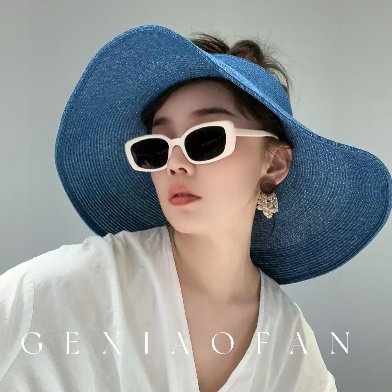 Wide-brimmed Hepburn Style Straw Hat For Summer Sun Protection_voghion.com