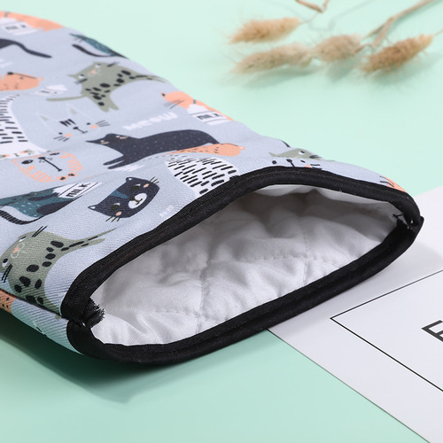 Cat Oven Mitts with Thick Lining, Extended Length, Heat-Resistant Microwave Insulating Gloves, High-Temperature Resistant Kitchen Home Use