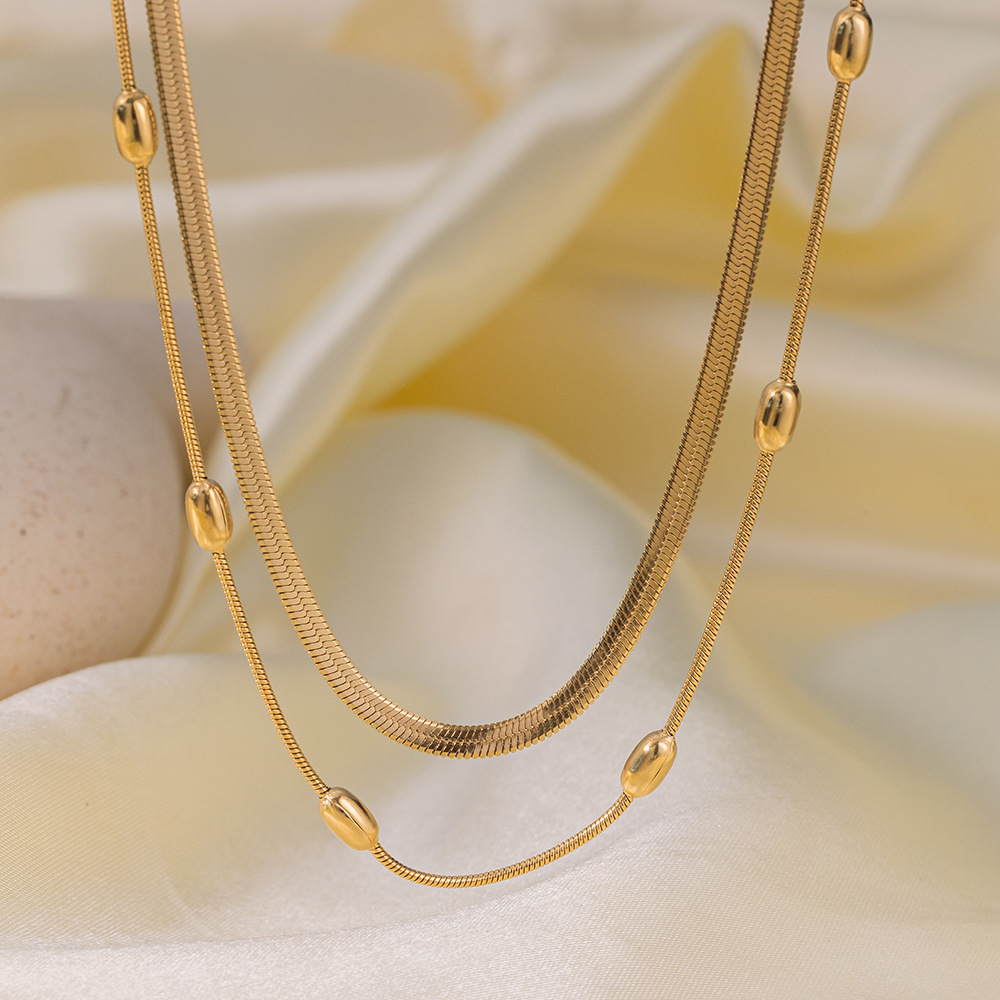 Pulsera de Acero de Titanio de Dongguan, Estilo Europeo y Americano, Diseño de Doble Cadena con Cuchillas, Exagerada, Hip-Hop, para Otoño e Invierno, No se Destiñe, para Mujer