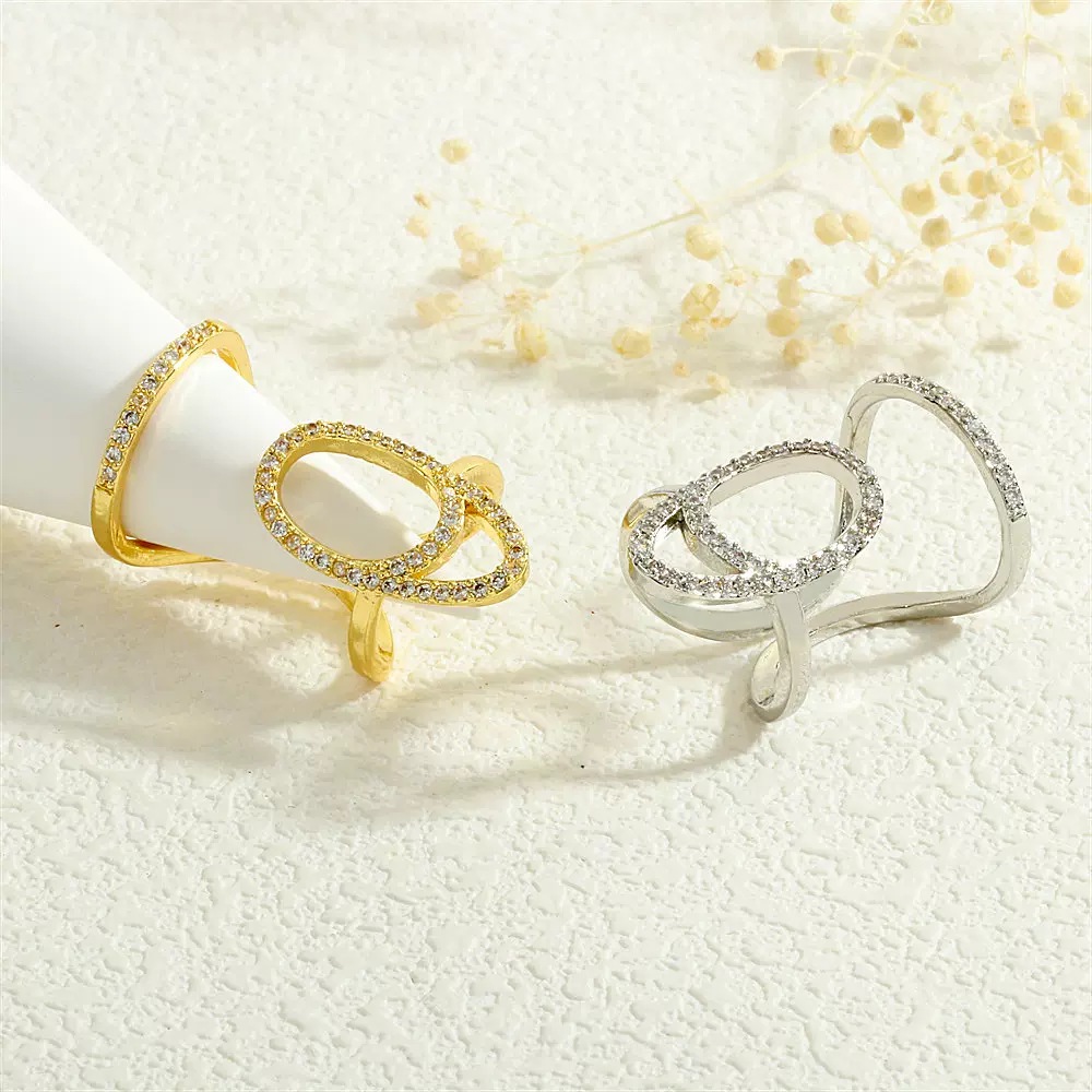 ins冷淡风高级感微镶锆石指甲戒指 个性小众设计指尖装饰欧美饰品