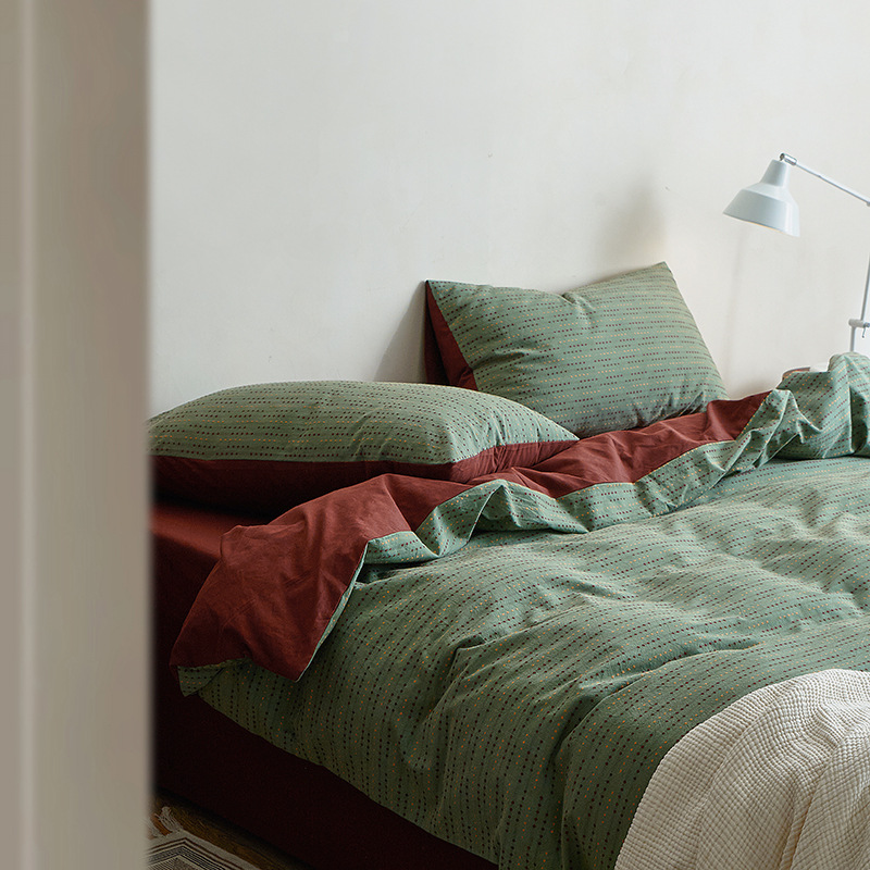 Parure de lit 4 pièces en jacquard de coton style vintage_voghion.com