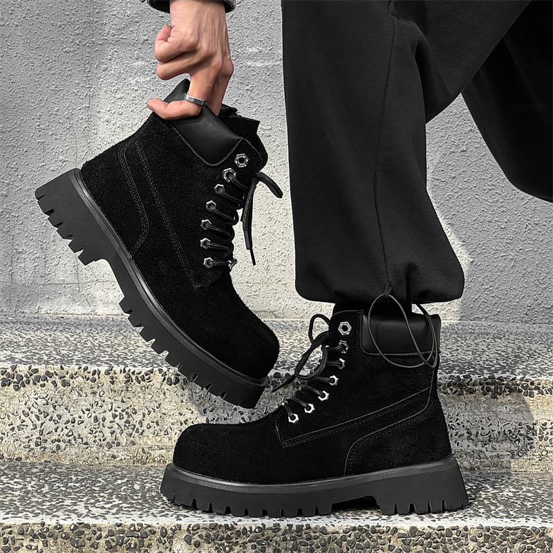 Men's Martin Fashion Height-Increasing British Style High-Top Motorcycle Workwear American Casual Ankle Boots 2025 Fall/Winter New Arrivals_voghion.com