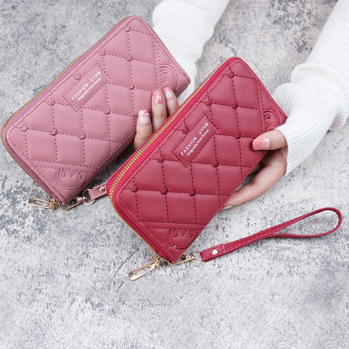  new summer handbag fresh and sweet mid-length women's wallet color PU leather embroidered wallet